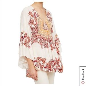 Free People Sunset Dreams Printed Top Blouse-Sand